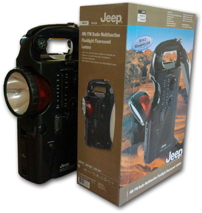 Jeep Flashlight, Radio and Lantern packaging