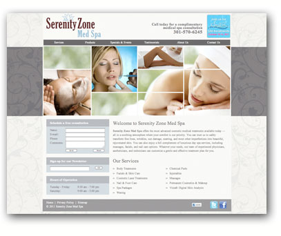 Serenity Zone Med Spa website